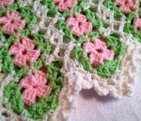 Pink, Green and White Baby Afghan